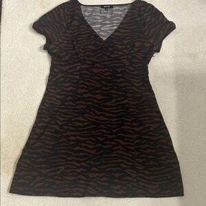 Madewell Zebra Print Mini Dress in Brown and Black